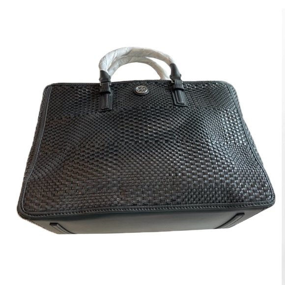 Tory Burch Robinson Black Tote Saffiano Leather Large Handbag Bag New 41159883 - Picture 2 of 7